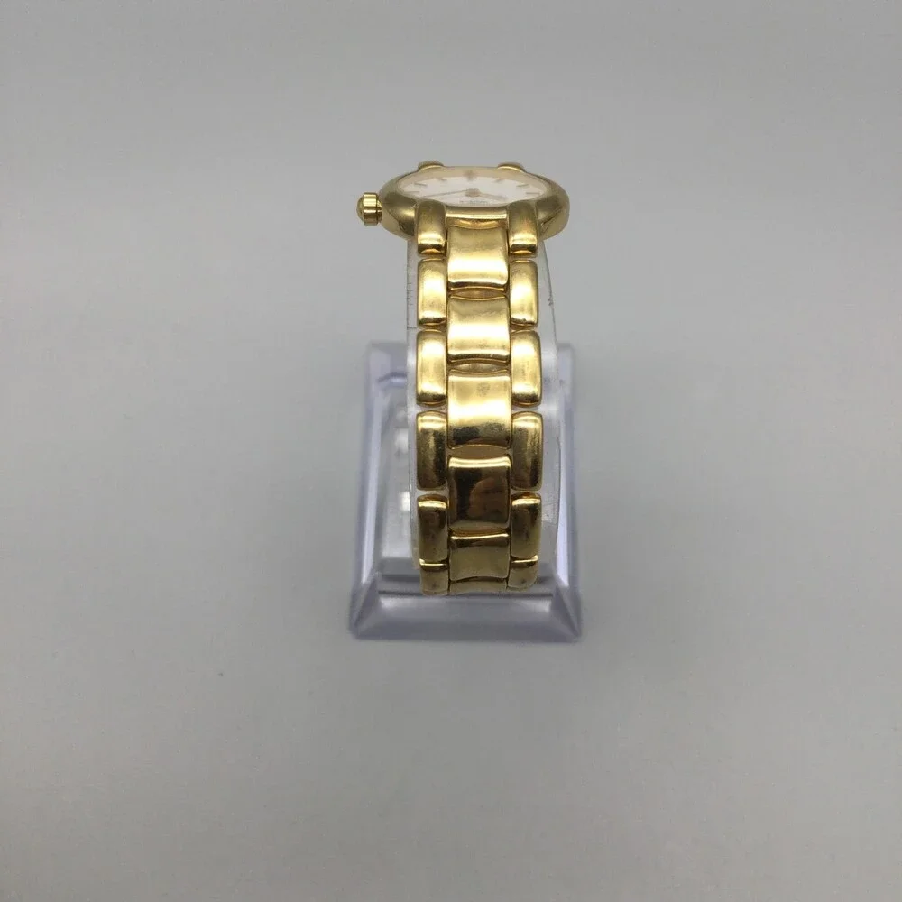 Vtg Raymond Weil Geneve Womens Watch 21mm 18k Gold Plated New Battery 6.75
